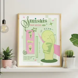 Smiski Poster, Y2K Coquette Aesthetic Wall Decor, Pastel and Trendy Room Decor Idea,