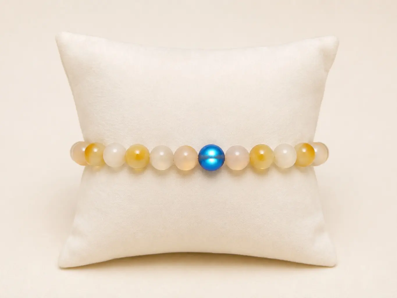 Blue Accent Natural Beaded Stretch Bracelet
