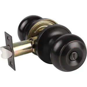 Interior Door Knob with Oil Rubbed Bronze Finish Privacy Door Knobs for Bedroom Bathroom Study Without Key Thumb-Turn Locking Inside