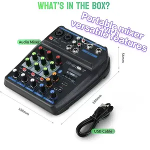 Kaschun M4 Compact All-in-4-Channel Mixer with 48V Phantom Power & USB Sound Card, Weekly Deals, Ideal for Live Streaming & Karaoke, Perfect for Content Creators