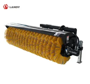 LANDY 72" Hydraulic Angle Broom Sweeper – Skid Steer Attachment, Bi-Directional Quick Attach Broom, 22" Brush Diameter, Adjustable Angle for Parking Lot & Street Cleaning