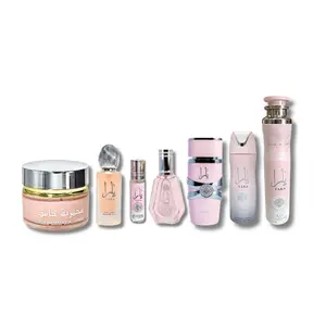 Lattafa Set Yara Eau De Parfum 3.4FL.OZ, Roll On 6ML, Yara 50ML, Deodorant 200Ml, Airfreshner 300ML, Hair Mist 50ML & Mukhammaria 20G - Fragrance Set Arabian Scent Long Lasting Scents Edp Tester