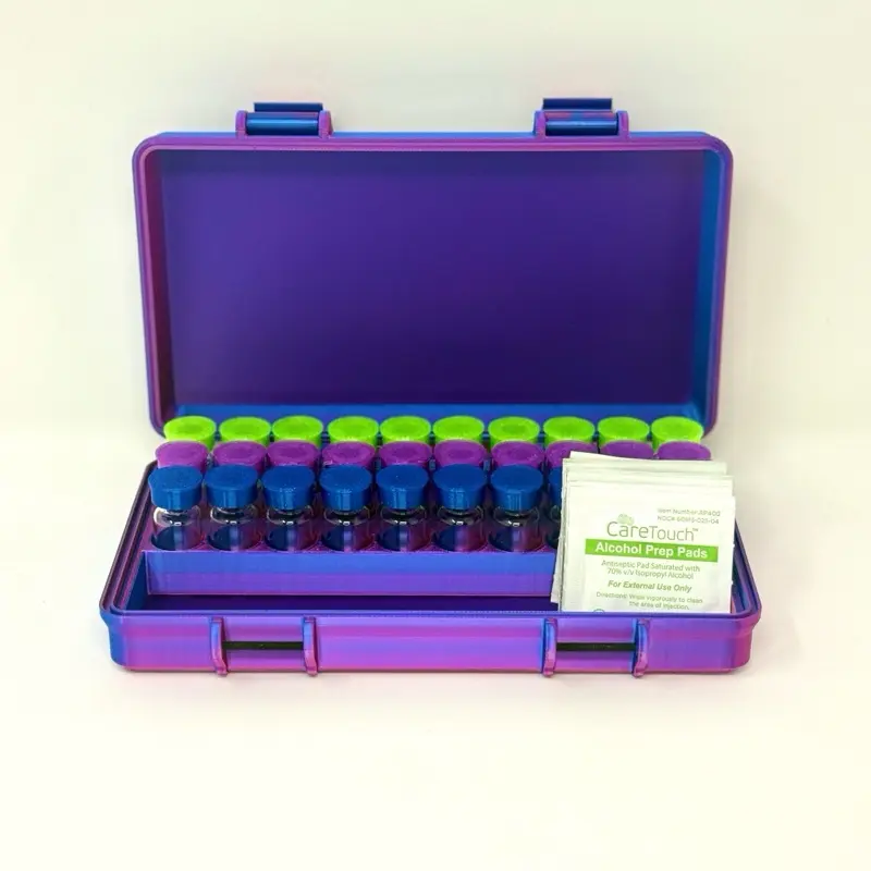 Pill Organizer 30-Vial 3mL Combo Vault with VialLock, Hard-Shell Case, Accessory Storage, and Compartment