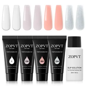 Polymer Extension Gel Nail Kit, 4 Color Set with Sliding Solution, Perfect for Nail Extensions, DIY Women's Manicure Gift