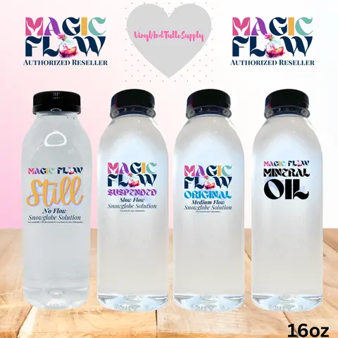 Magic Flow™ Original Premixed Snow Globe Solution Bundle - 16oz Premixed Base, Art Supplies, Crafts, Slow-Moving Suspended Glitter Decor for Snowglobe Tumblers, Water Bottles, Sensory Bottles