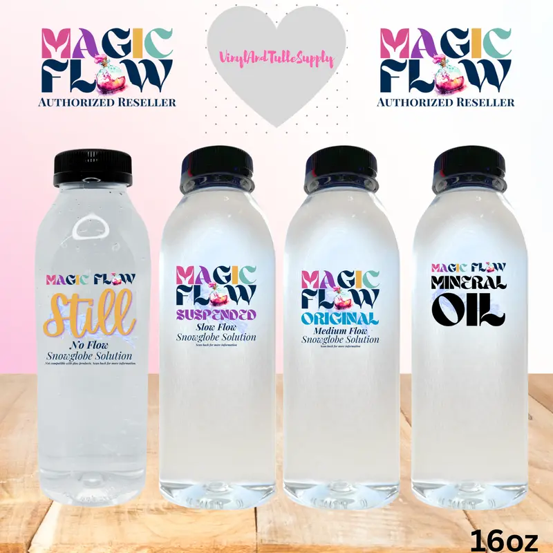 Magic Flow™ Original Premixed Snow Globe Solution Bundle - 16oz Premixed Base, Art Supplies, Crafts, Slow-Moving Suspended Glitter Decor for Snowglobe Tumblers, Water Bottles, Sensory Bottles