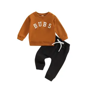 Toddler Baby Boy Clothes Set Letter Print Long Sleeve Sweatshirt Top Jogger Pants Cute Newborn Infant Fall Winter Outfit