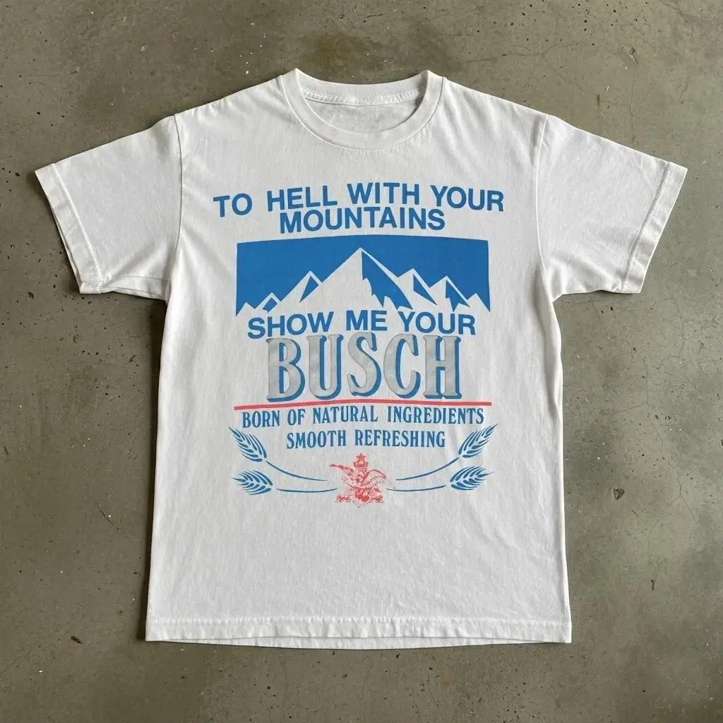 Vintage Busch Mountain Beer Tee, Retro Outdoors Graphic Shirt, Camping and Hiking Lifestyle Top