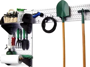 Pegboard Garden Tool Board Organizer Kit - Metallic Pegboard with Accessories