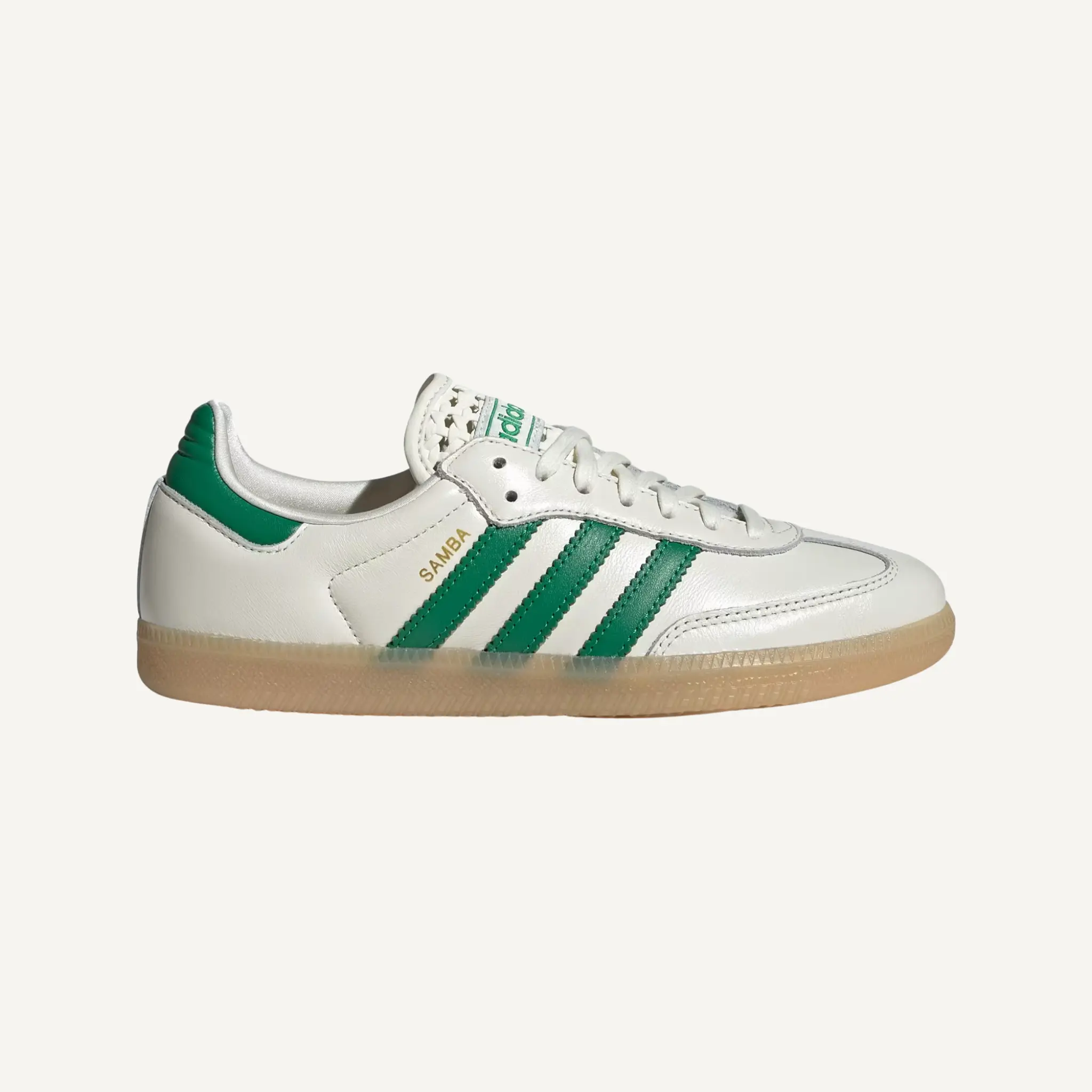 Adidas Originals Women's Cream/Green "Basketweave" Samba OG Sneakers, IH3983