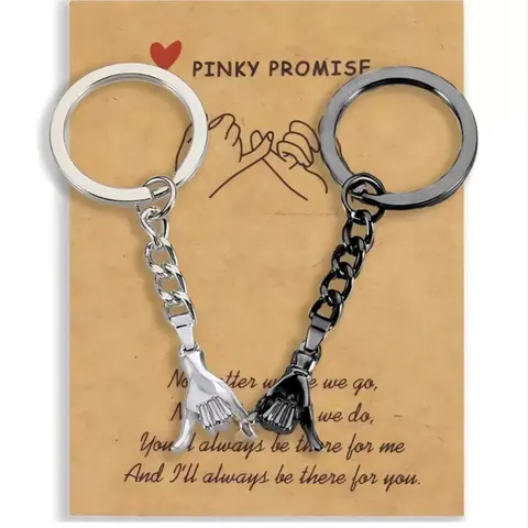 Pinky Promise Matching Keychain Gift Set for Couples, Valentine's Day Gift for Boyfriend Girlfriend, Cute Birthday Present for Friends, Heart Keychain Set, Keychain Kawaii, Aesthetic Keychain, Authentic Keychain, Pinky Promise Keychains