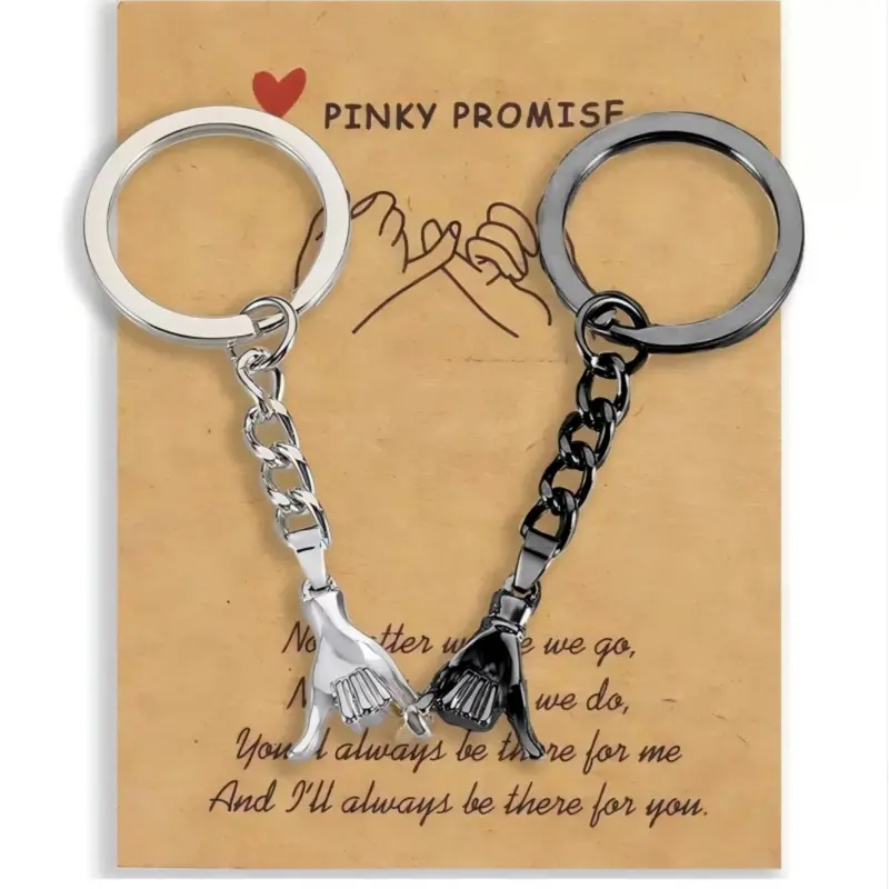 Pinky Promise Matching Keychain Gift Set for Couples, Valentine's Day Gift for Boyfriend Girlfriend, Cute Birthday Present for Friends, Heart Keychain Set, Keychain Kawaii, Aesthetic Keychain, Authentic Keychain, Pinky Promise Keychains