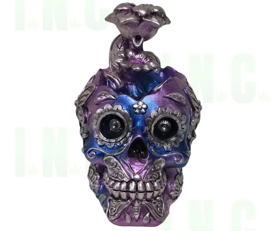 "Calavera Blossom" Metallic Sugar Skull Backflow Incense Burner