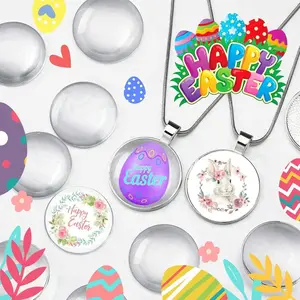 20PCS Transparent Glass Cabochons, Clear Glass Dome Tile Cabochon Half Round Flat Clear 1.57 Inch Non-calibrated Round for Photo Pendant Making DIY Decor Souvenir Gift