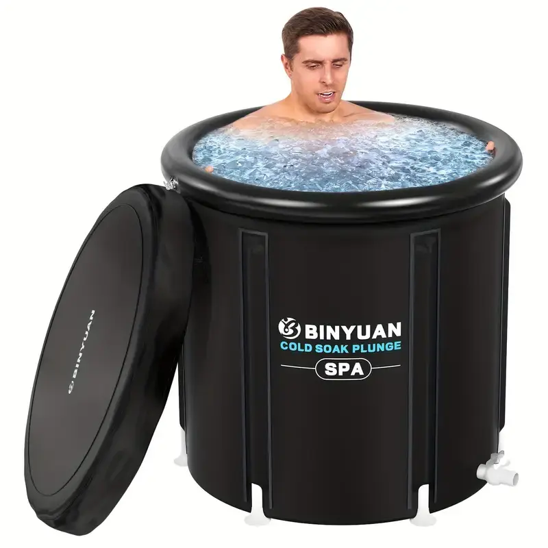Portable Ice Bath Wash Tub - 100 Gal XL Capacity, Multiple Durable Layers, Insulated Cold Plunge Pool, Collapsible Bathtub for Athletes After Workout, Easy to Clean Design