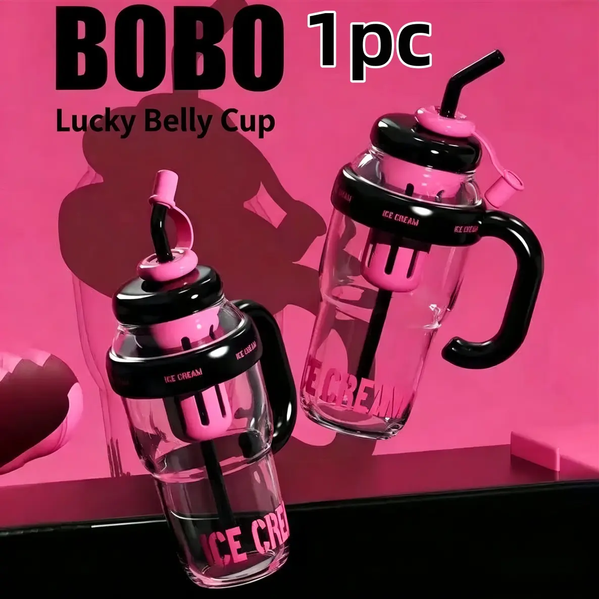 Large Capacity Water Bottle, Summer High-Value Straw Cup, Portable Lightweight Plastic Tea Strainer, Reusable Drinking Container, Straw Included, Reusable Water Bottles