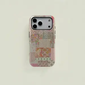 1 piece retro floral pattern double-layer protective case. A sturdy 2-in-1 protective case for iPhone 17, 16, 15 Pro, 14, 13, 12, 11 Pro Max, 14 Plus, 15 Plus, 16 Plus, and 17 Plus. Also suitable for Samsung Galaxy S25, S24, S23, and Ultra series. Ideal f