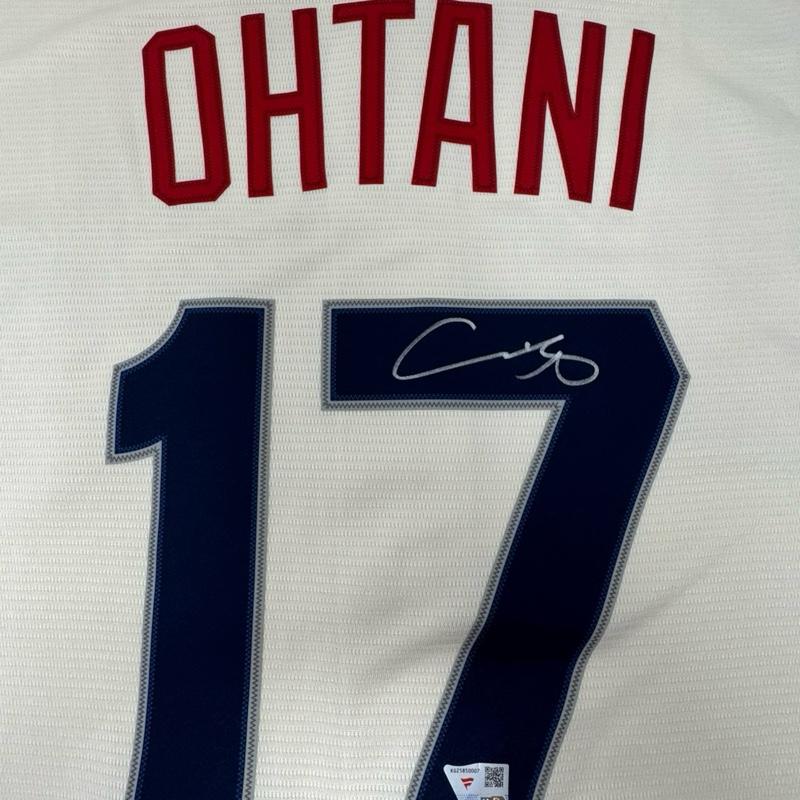 Fanatics under wraps, autographed, Shohei Ohtani Angels city edition Jersey duel authenticated