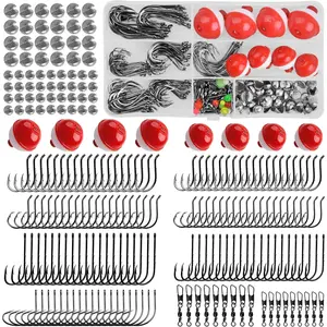 Fishing Tackle Kit, 228 count Starter Kit - Octopus, Baitholder, Wide Gap Hooks, Bobbers, Sinker Weights for Bass, Trout, Panfish, Catfish