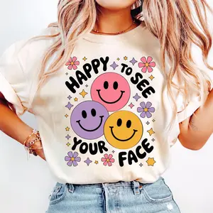 Comfort Colors Happy To See Your Face Shirt, Teacher Appreciation Gift, Back To School Gift, Teacher Shirt, New Teacher Gifts, Colorful Positive Vibes T-Shirt