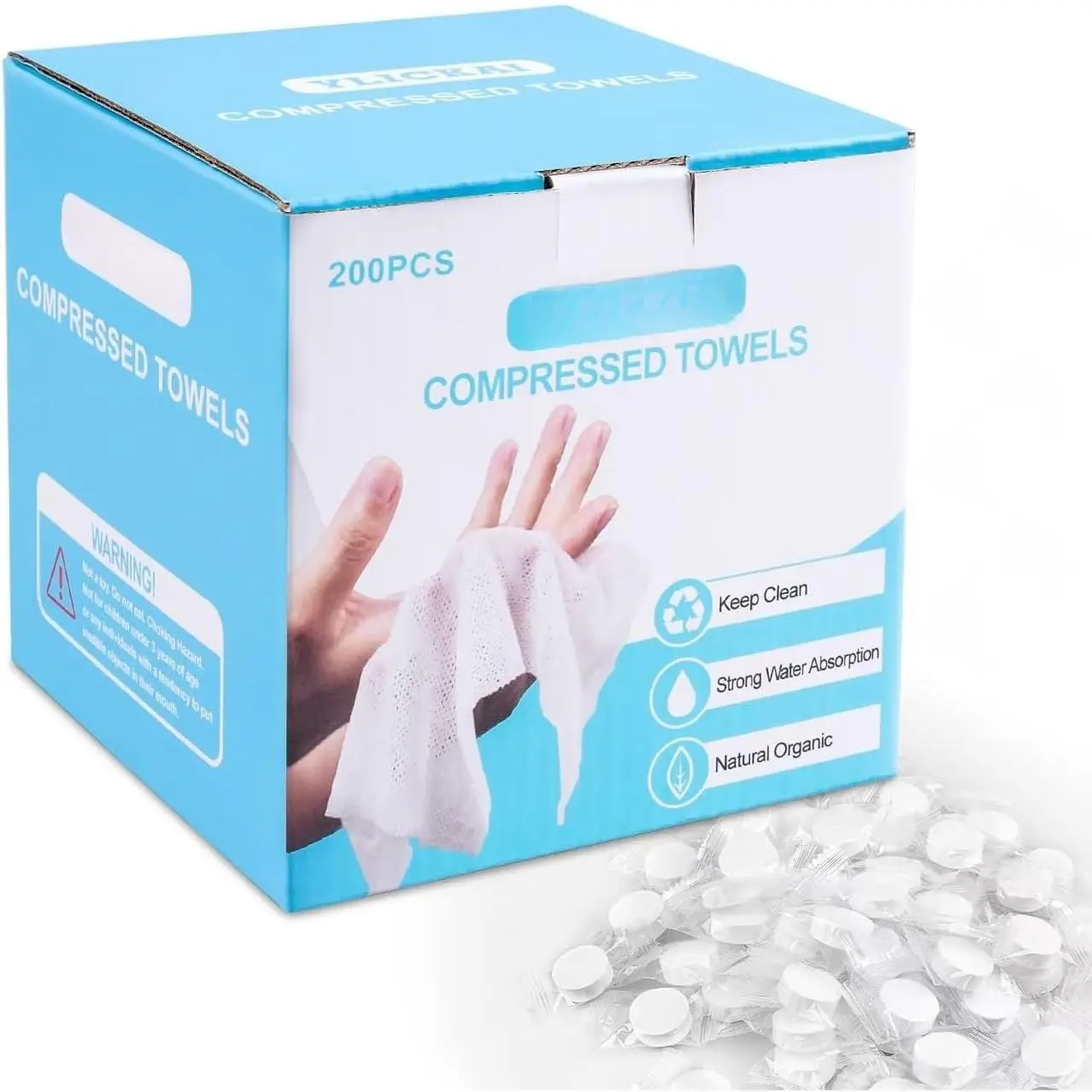 200 count Compressed Towel, Disposable Thicker Portable Towels, Camping Wet Compressed Hand Towel for Travel Camping