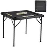 VEVOR 4-Player Mahjong Table, Easy Fold Portable Multi Purpose Foldable Card Table with 4 Cup Holders, Chip Trays, Easy Access to Drinks for Dominoes, Black