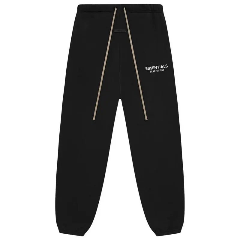Fear of God Essentials FW24 Fleece Sweatpants, Unisex Relaxed Fit Joggers, Black
