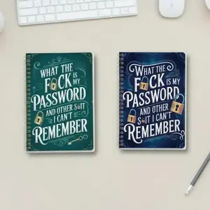 Password Notebook Set, 2pcs/set Simple Design Spiral Bound Journal Diary, Essential Office Stationery Supplies for Students