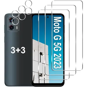 [3+3 Pack] Moto G 5G 2023 Screen Protector + Camera Lens Protector, 9H Hardness, Anti Scratch, Easy Installation, Bubble Free, HD Tempered Glass for Motorola Moto G 5G 2023