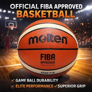 Molten Gg7x Basketball, PU Leather Indoor Training Ball, Soft Grip, Absorbent Material, Ideal for Games and Practice, Size 7 & 6