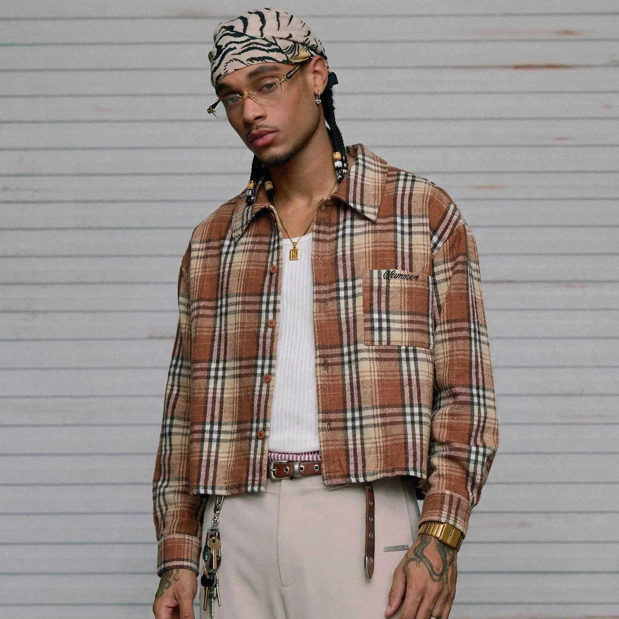 Men's Oversized Cropped Plaid Flannel Shirt Vintage Brown Check Button Up, Retro Grunge Streetwear, Casual Date Night Outfit - TikTok Shop Men's Oversized Cropped Plaid Flannel Shirt Vintage Brown Check Button Up, Retro Grunge Streetwear, Casual Date Night Outfit - TikTok Shop