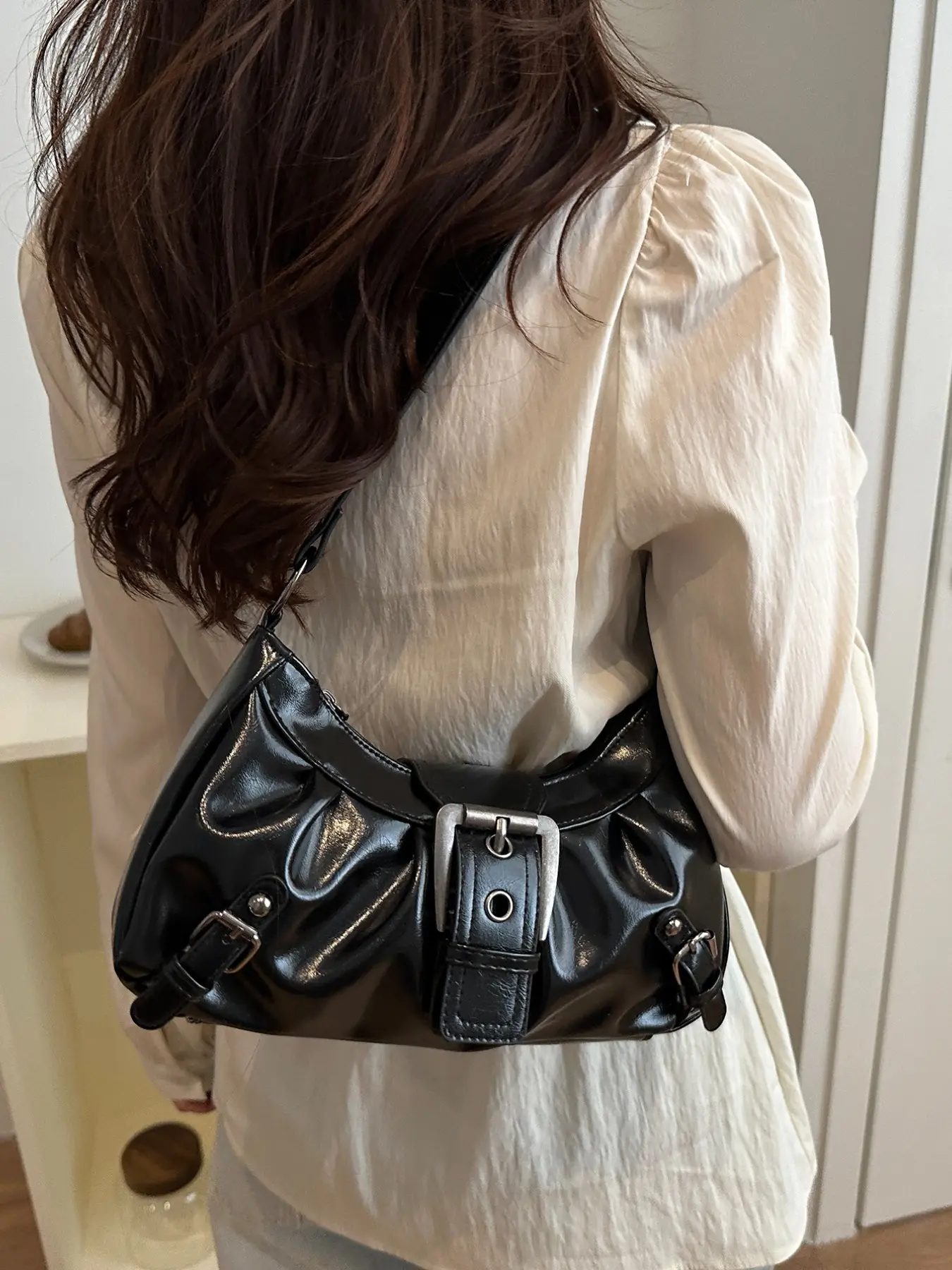 Women's PU Leather Crossbody Shoulder Bag, Fashion Y2K Style, Casual Crossbody Bags, Motorcycle Inspired, Versatile Retro Small Bag, Sweet Cool Chic Clutch, Casual Trendy Bag