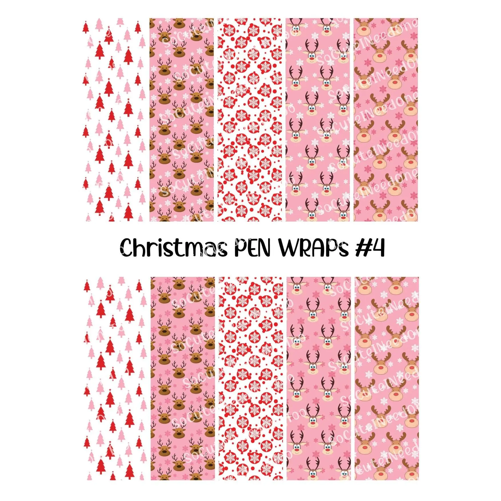 Christmas Pen Wraps #4 – Reindeer & Tree Holiday Designs for Bic Pens