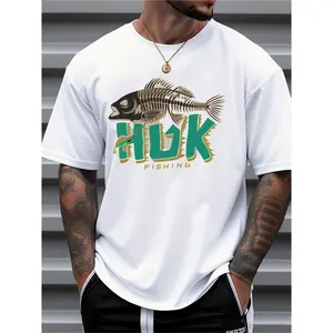 HUK Men's Fishing Graphic T-Shirt - Loose Fit Short Sleeve Casual Tee with Fish Print, Breathable for Outdoor Sports & Summer Wear, Machine Washable, Fishing Shirt, Active Lifestyle Apparel Menswear Streetwear Round Neck Tropical Shortsleeve Tshirt