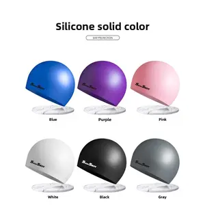 Adult silicone swimming cap indoor and outdoor beach men and women solid color same color plus size swimming cap