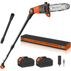 8 Inch Cordless Pole Saws, 20V Electric Pole  for Tree Trimming with 2 x 3.0Ah  & Charger, 16ft/s  Speed Auto Oiling Multi-Angle Pole ,15- Maximum Adjustable Reach