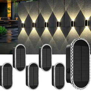 6PK Solar Fence Lights Outdoor - IP44 Waterproof Fence Lights 3000/4000/6000K 3 Modes, Solar Powered, Solar Wall Lights Outdoor for Backyard/Garden/Patio/Garage Wall Decor
