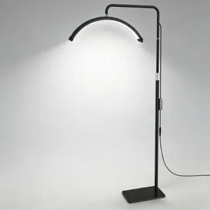 23 Inch LED Half Moon Floor Lamp with Phone Holder - 95+ High CRI True Color Light, 360° Rotation, 3 Color Modes, Adjustable Height for Bridal Makeup