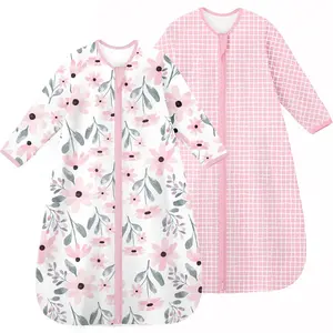 Yoofoss Baby Sleep Sack 6-12 Months Long Sleeve Wearable Blanket Baby 100% Cotton 2-Way Zipper 0.5 Tog Infants Sleeping Sack, Lightweight(Medium)