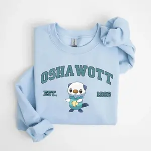Oshawott T-Shirt, Sweatshirt, Hoodie, Pkm Characters Shirt, Anime Shirt, Unisex Sweater Pullover Tee, Gift for Anime Lovers