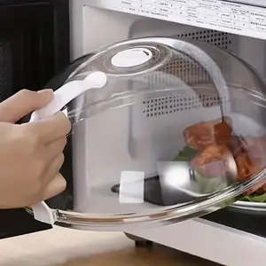 Oil and Splash Microwave Heating Cover - 1pc Clear Splash Food Cover - Steam Vent Microwave Tray Cover Bowl Cover - RV Kitchen Supplies - Suitable for Microwave and Kitchen Supplies - Easy to Grip