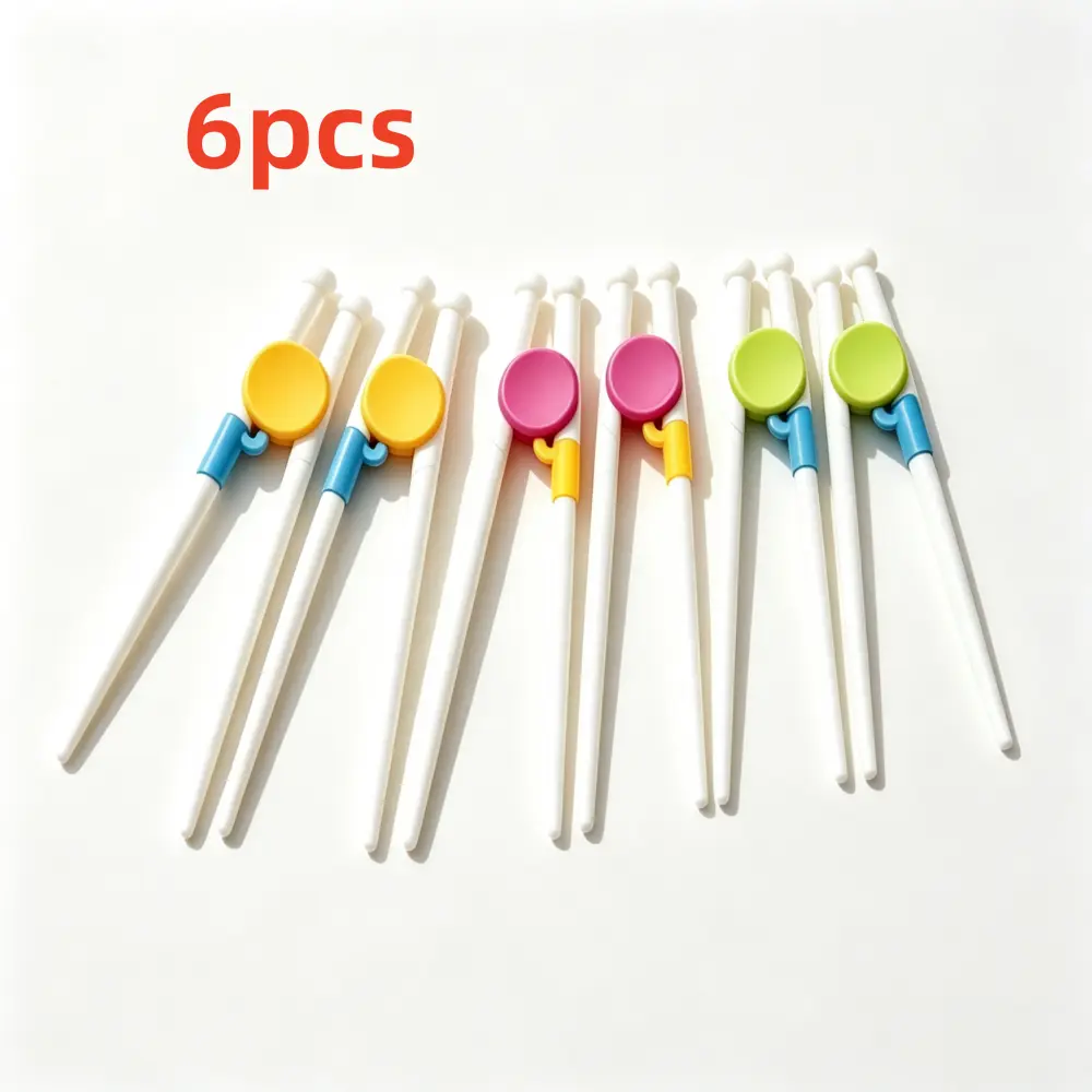6 Pairs Kids Training Chopsticks, Colorful Easy Grip Learning Chopsticks for Toddler Eating Starters, Reusable Plastic Dining Utensils for Daily Meal, School Lunch Box, Home Kitchen