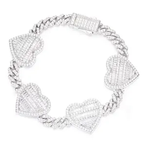 【#B181】  Sparkling Synthetic Moissanite Chain Bracelet 100% 925 Sterling Silver