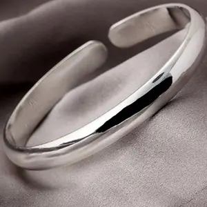 FASHION - 999 Sterling Silver Cuff Polishing Retro Bracelet Bangles For Women Party Wedding Jewelry Accessories Argent 925