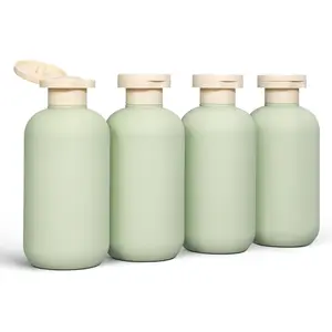 6.6oz Travel Bottles for Toiletries, Larger Plastic Travel Squeeze Bottles Leak Proof Refillable Toiletry Containers with Flip Caps and Labels for Shampoo Conditioner Lotion (Green, 4 count)