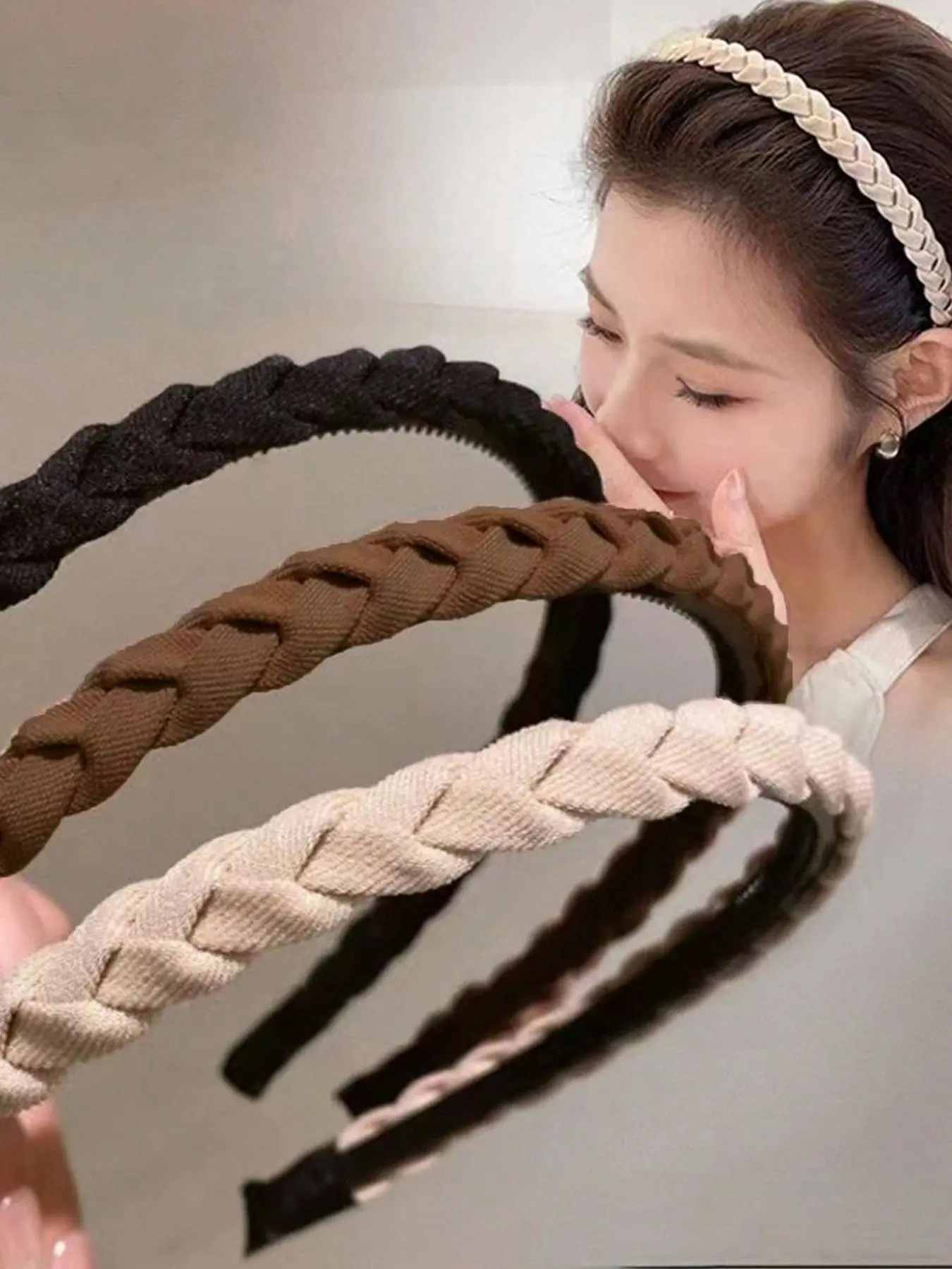 3-Piece French Vintage Embossed Headband Set, Premium Fabric Hairbands for Women, Elegant Non-Slip Bun & Bangs Accessory, Chic Headbands, Fashion Hair Accessories