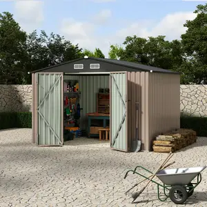 GARVEE 8x10FT Outdoor Metal Storage Sheds, Metal Garden Sheds & Outdoor Storage, Tool Shed with Lockable Door & Air Vents for Backyard Garden Patio Lawn