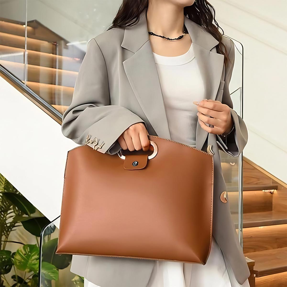 2PCS Laptop Bag for Women,Waterproof PU Leather 14-16In for Laptops and iPad Cases,Work Tote Bag Briefcase for Work Travel