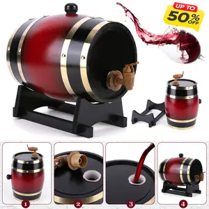 3L Household Wooden Barrels Multi-Purpose Wine Storage Containers Large Capacity Vintage Beer Brewing Tools Wine and Whisky Bar Supplies