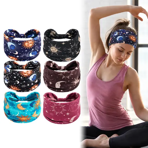Women's 6-Pack Boho African Solid Color Head Wraps - Soft No-Slip Knotted Turban Headbands, Floral Cute Fashion Bandana Style Hair Accessories for Everyday Yoga Workout